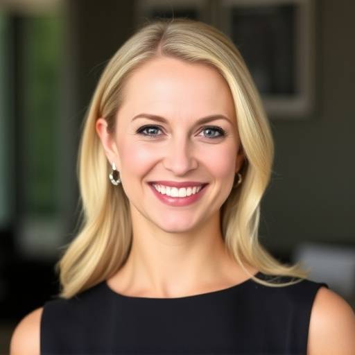 Headshot of Sarah Jones, the Client Relations Manager at Urban Escapes, a smiling woman with long blonde hair wearing a stylish dress and earrings.